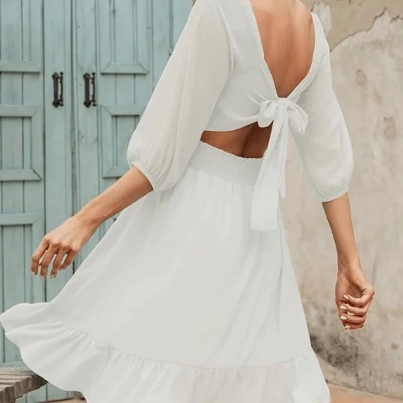 Phortric White Latern sleeve dress - Picture 2 of 7